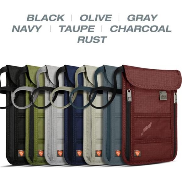 RFID Blocking Stash Neck Wallet, Travel Pouch + Passport Holder - Picture 5 of 7